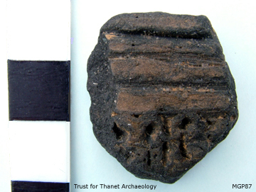 Grooved Ware sherd from the Monkton Gas Pipeline excavation
