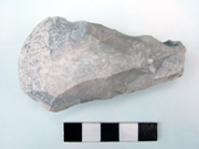 Polished flint axe from Beaker barrow ditch at Beauforts, North Foreland Avenue