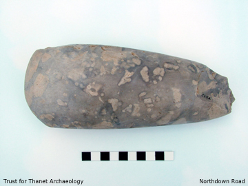 Large polished flint axe from Northdown Road, Cliftonville