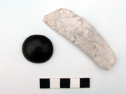 Jet button and flint knife from the Manston Runway Beaker burial